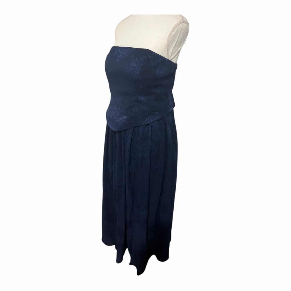 Azazie Midnight Blue Strapless Dress with lace up corset top - Picture 5 of 11